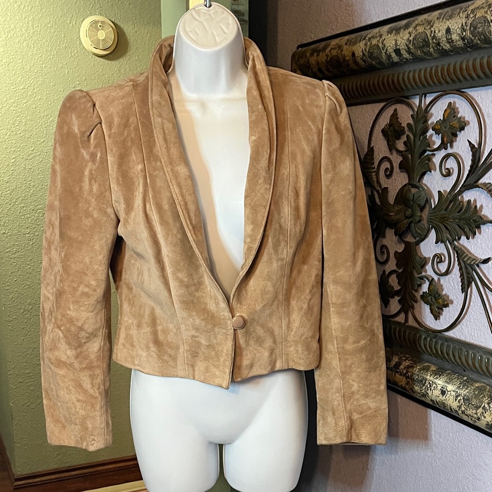 VTG Winlet Leather Tan Women's Cropped Jacket Sz 11/12